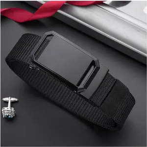 Automatic Buckle Belt for Men, Tactical Workwear, Trendy Casual Canvas Nylon Belt, Lightweight Buckle for Young People's Military Training Pants