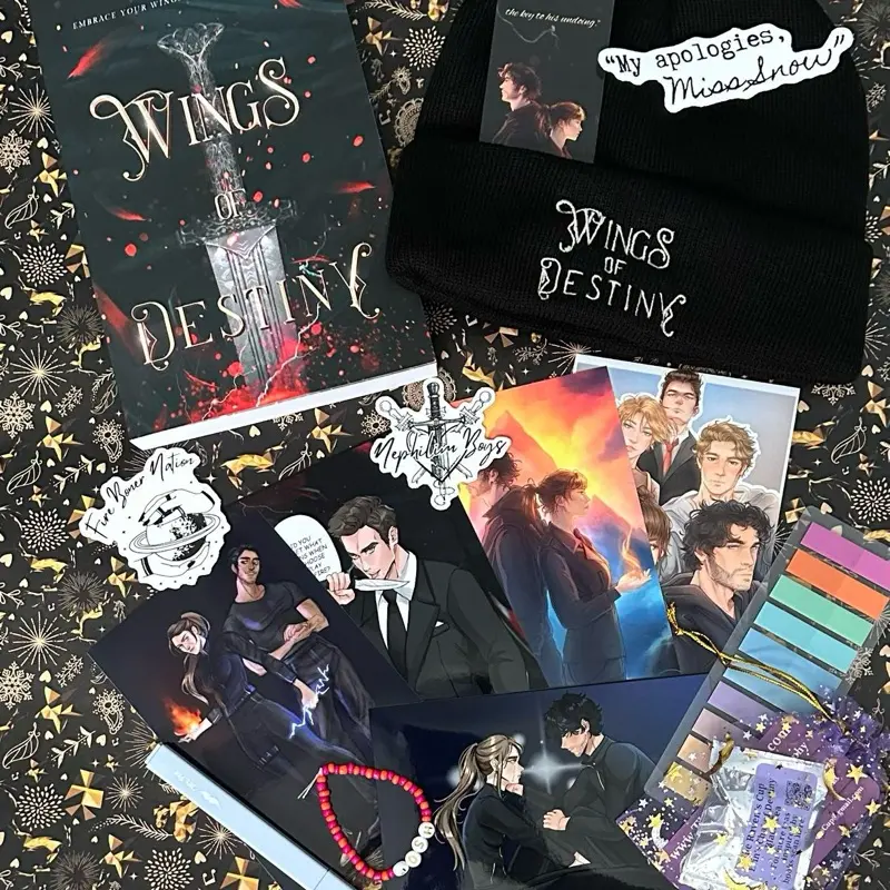 Wings of Destiny Swag Box - Includes Signed Paperback Edition, Themed Beanie, Artwork and more fiction
