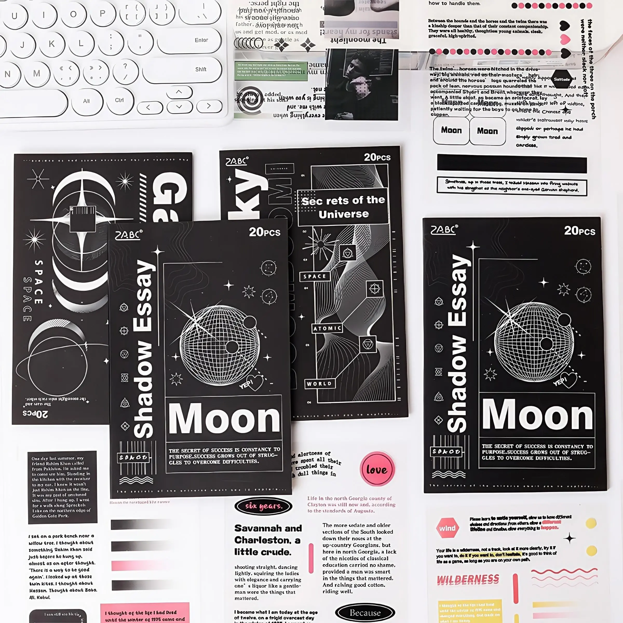 Moon & Star Pattern Sticker, 2 Sets Waterproof Self Adhesive Decor Paper, Decor Sticker for Gift Greeting Card & Water Bottle & Laptop