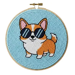 DIY Punch Needle Kits for Beginners with Hoop Punch Needle Starter Craft Embroidery Set Easy for Adults and Children Festival Gift and Decoration 20x20cm