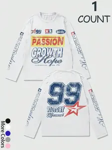 Men's Regular Fit Long Sleeve Graphic Tee, Casual Comfy T-shirt for Spring & Fall, Men's Top for Daily Wear, Crewneck