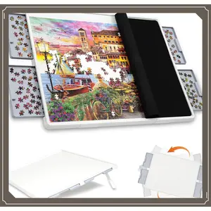 1500 Pieces 2-in-1 Tilting & Rotating Puzzle Board with Drawers and Cover, 35"x27" Portable Spinning Plastic Jigsaw Puzzle Table for Adults, Upgraded Lazy Susan(Gag Toys & Practical Jokes)(Gag Toys & Practical Jokes)