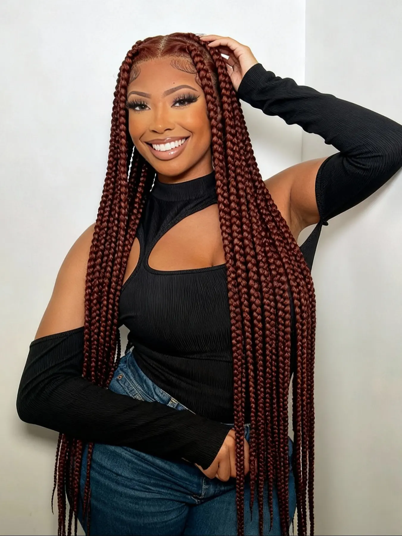 High-Quality HD Full Lace Large Braided Wig, Handmade High-Definition Full Lace Cornrow Braid, Big Parting Headband Wig, Fashionable Goddess Wig, Synthetic Full Lace