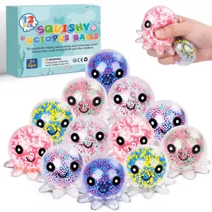 12 Pack Fidget Stress Balls for Adults, Cute Octopus Stress Relief Sensory Stress Ball, Bulk Squishy Squeeze Ball Toys Set for Classroom Prizes and Birthday Party Favors