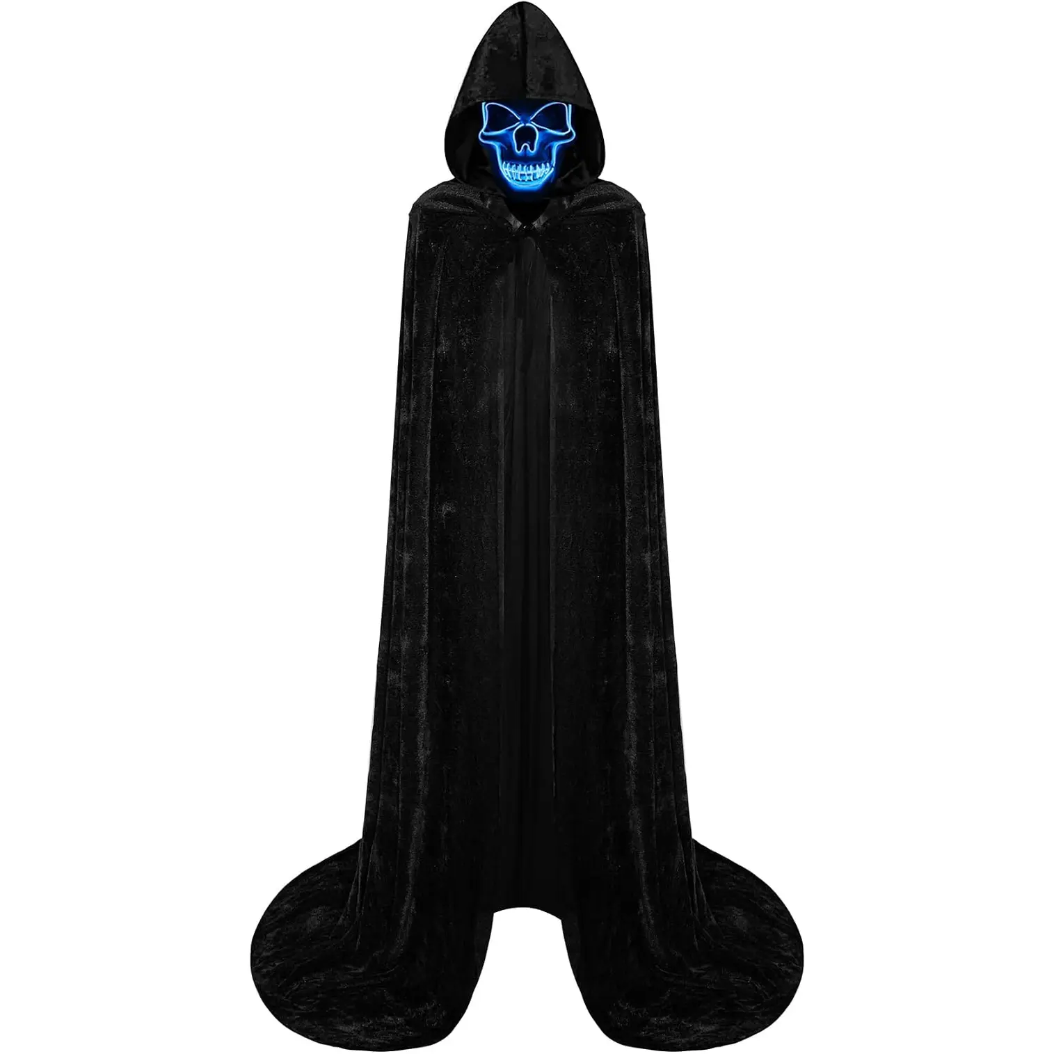 Double Couple Halloween Costumes for Adults with Scary Light up Mask Cosplay Cape Costumes Cloak with Hood for Women Men