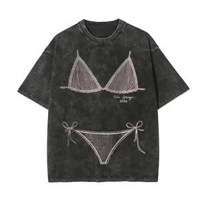 Bikini Graphic Washed T-shirt ,Last Splash Seashells and Wedding Bells, Bikini Body Illusion Shirt, Funny Summer Vacation Coverup