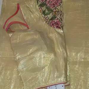 Yellow Crushed Saree with Petitepoint border