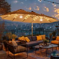 Khaki | Lighted Umbrella with Base