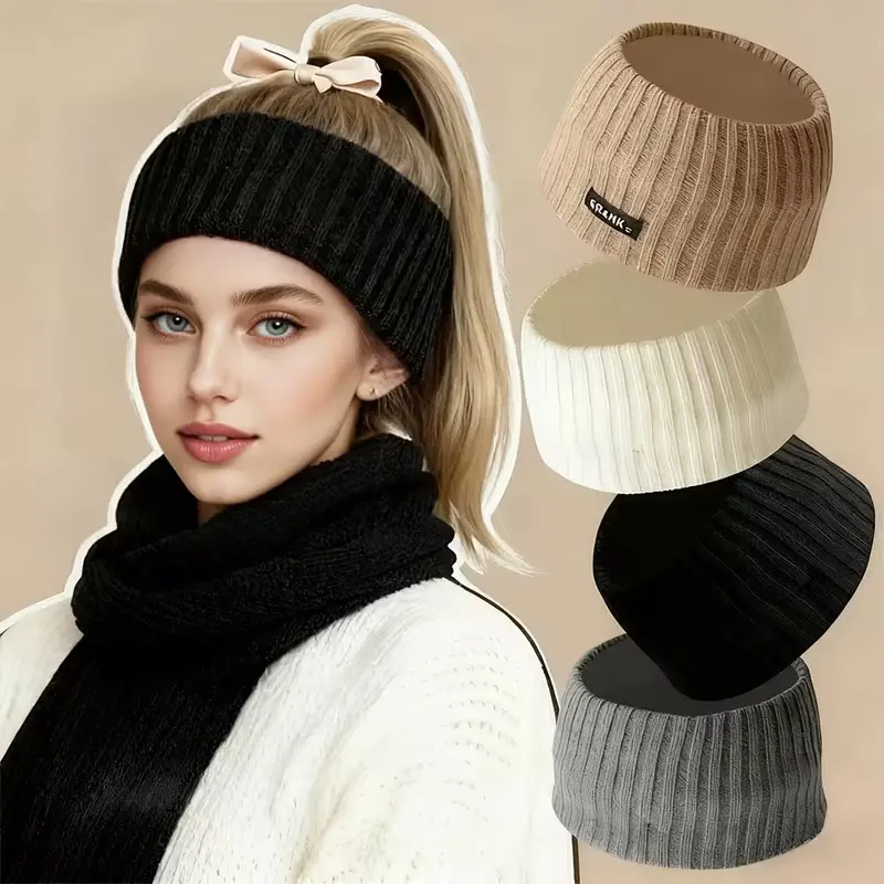 4pcs Women'S Autumn/Winter Thick Warm Headband - Stylish Easy Sweet Style Fabric Headband, Soft And Comfortable Everyday Headwear, Solid Color Design