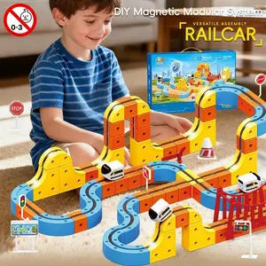 68/86/97/115/147/159pcs Electric Train Set, Kids Flexible Race Track, Building Blocks, Stem Learning Gift, Anti-Gravity 3D Layout