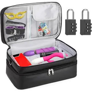 Lockable 2-Layer Discreet Sex Toy Storage Organizer Case with Dual Locks Reusable Storage Bag Box for Adult Women and Men