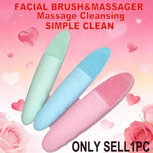 New Rechargeable Silicone Face Brush, Heated Vibration Massage, Deep Cleansing, Exfoliating, Available in Blue, Facial Cleaning Tool, Facial Care Tool
