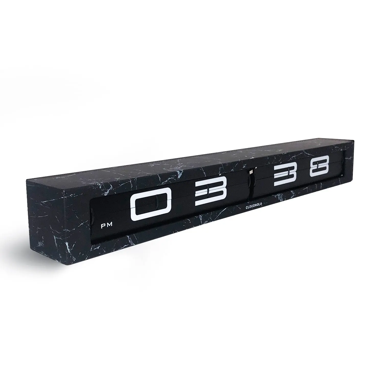Timeline Marble AM/PM - Flip Clock - Floating Display Shelve -Functional Art