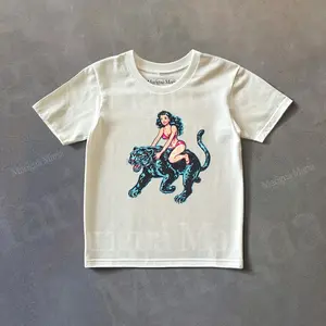 [Sale Up To 40%] Retro 90s Tattoo Graphic Baby Tee, Vintage Panther Tshirt, Surf Shirt, Y2k Baby Tee, Old Tattoo Shirt, 2000s Clothes, Beach Shirt, Gift For Her