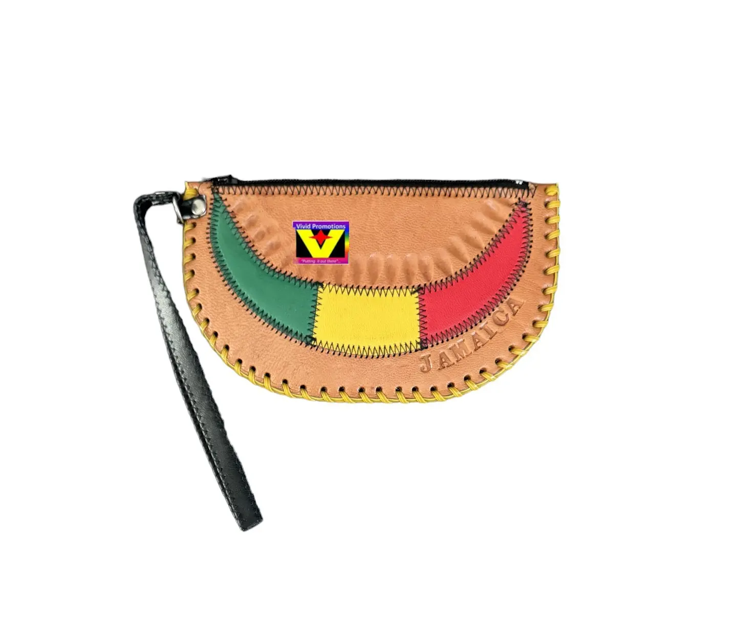 Leather Coin Reggae Rasta Color Purse/ Wristlet