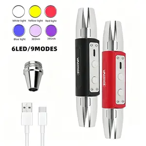 Professional Jewelry Inspection Light - 6-in-1 Light Source (365nm/395nm UV), 304 Stainless Steel Head, for Jade and Gemstone Identification, Waterproof LED Flashlight