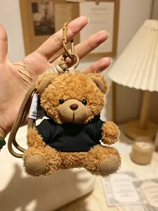 Stylish Plush Teddy Bear Bag Charm, Mini Hoodie Bear Fluffy Keychain with Durable Clasp, Soft Stuffed Animal Accessory for Backpacks, Purses & Keys, Great Gift Idea