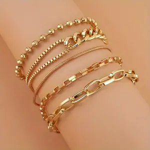 Gold Bracelets for Women,Dainty Bracelets Set for Women Trendy, Gold Bracelets Stack With Beaded, Cuban, Paperclip, Heart, Snake, Rope, Pearl, Cross, Hand Chain, Silver Jewelry Gifts for Women