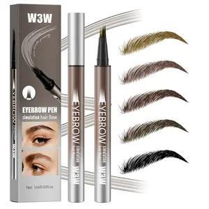 W3W Microblade Eyebrow Pen, 4-Tip Fork Design, Natural Hair-Like Strokes, Waterproof and Long-Lasting Brow Makeup