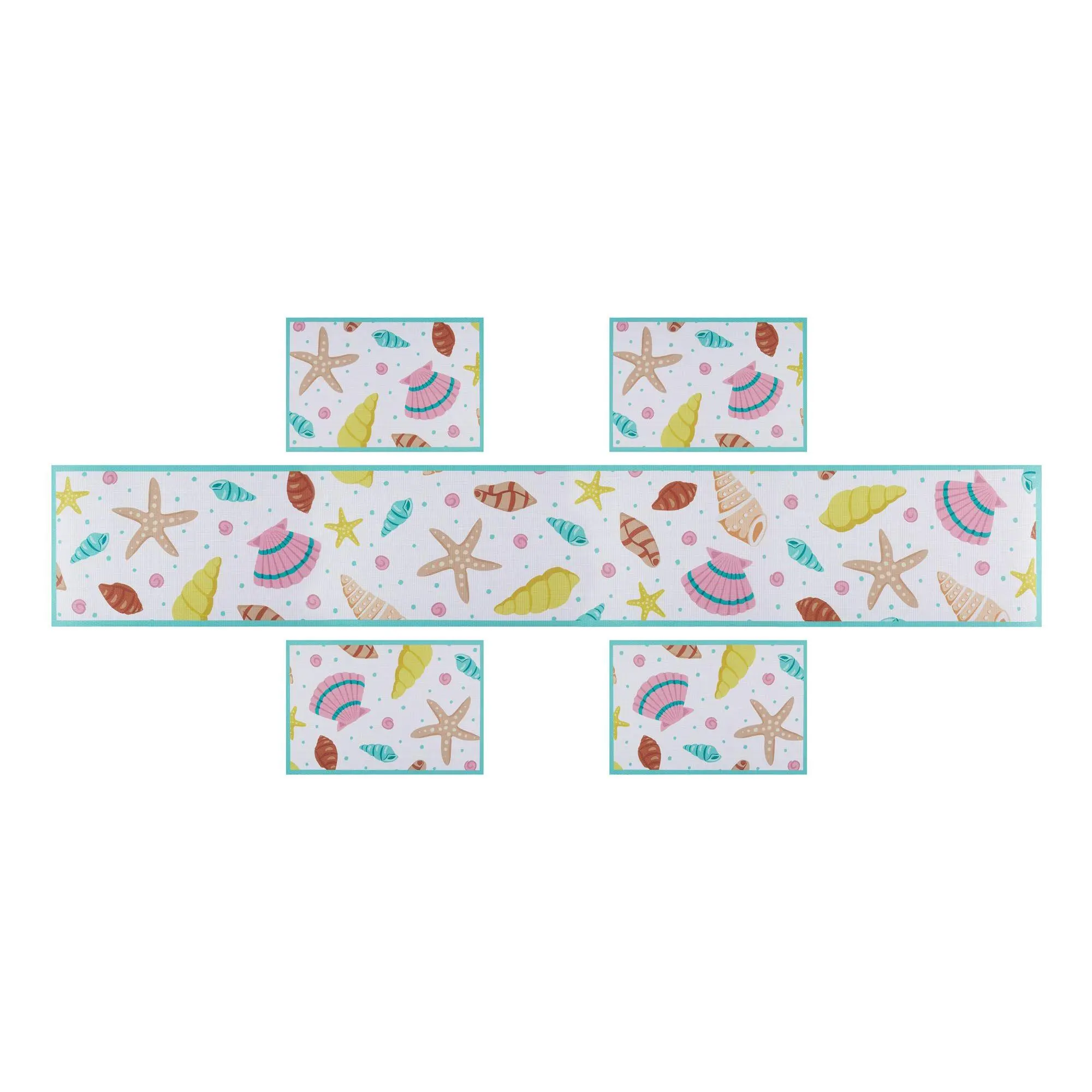 Temp-tations Set of (4) Outdoor 13"x19" Placemats & 72" Table Runner