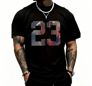 Men'S 23 Graphic Printed T-Shirt, Casual Short-Sleeved Round Neck T-Shirt, Cotton, Round Neck, Casual And Fashionable, Trendy And Versatile, Comfortable And Breathable, Machine Washable, Suitable For All Seasons