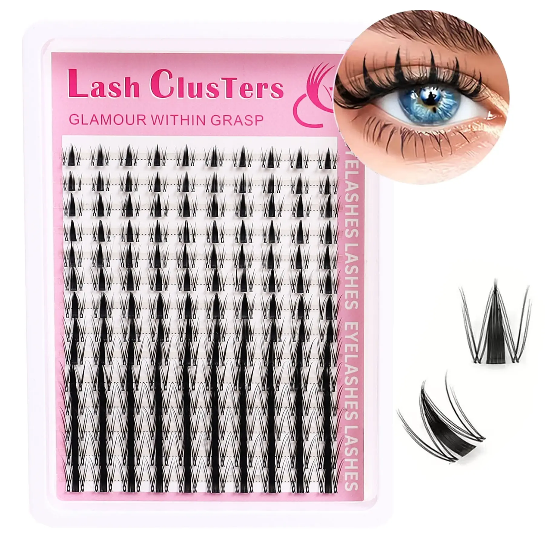 1 box of 140 elf eyelash clusters with width 8-18mm, thin invisible eyelash strips, wide wet anime DIY eyelash extension, home use, women's eye makeup, curled D-shaped, Volume Lashes, suitable for beginners, reusable, Easy diy eyelashes