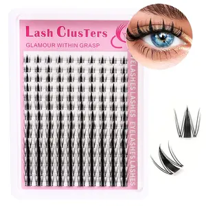 1 box of 140 elf eyelash clusters with a width range of 8-18mm, cartoon&thin invisible eyelash strips, wide wet anime DIY eyelash extension, convenient for home use, women's eye makeup, curled D-shaped, Volume Lashes, suitable for beginners, reusable