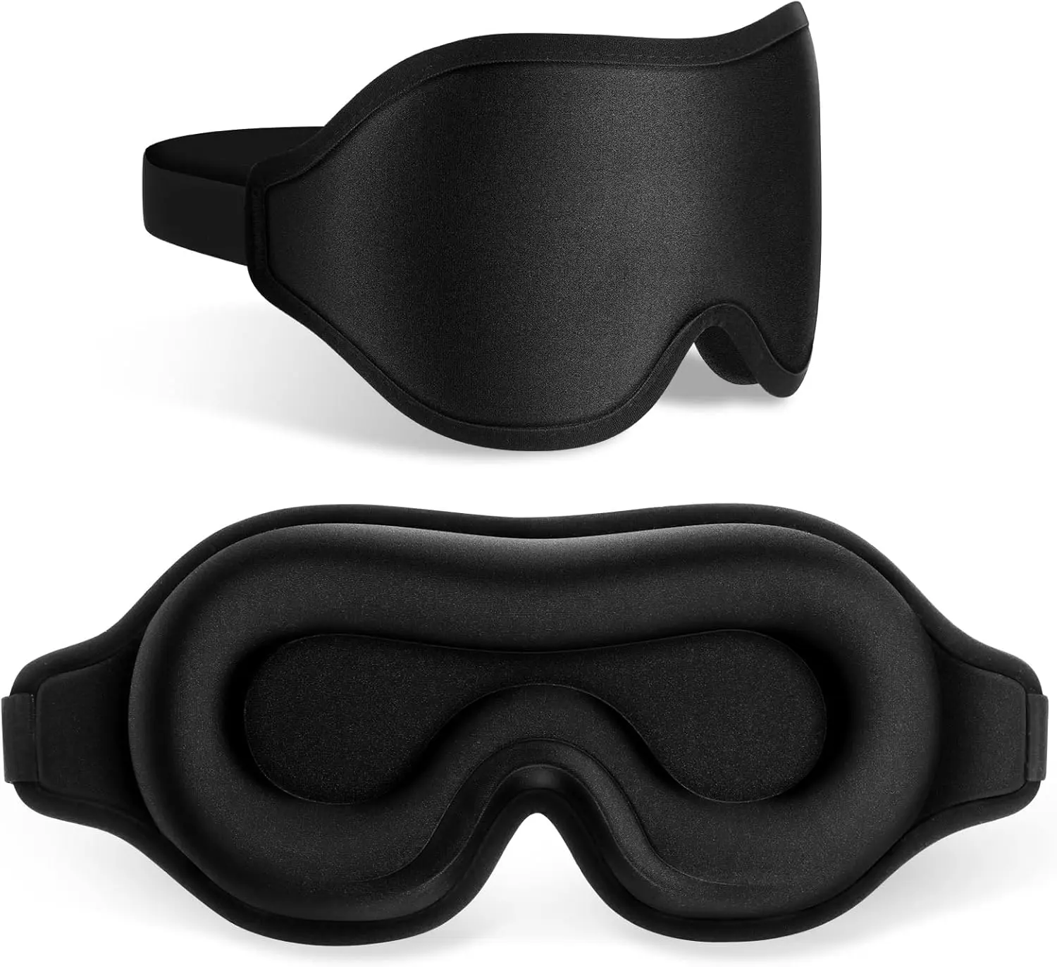Ergonomic 3D Contoured Cup Sleep Mask - 100% Blackout No-Pressure Eye Mask, Adjustable Stretch Strap, Ultra-Thin Sides for Side Sleepers, Solid Lightweight Fabric, Sleep Aid for Men & Women, Christmas Gift, Night Routine, Eye Masks