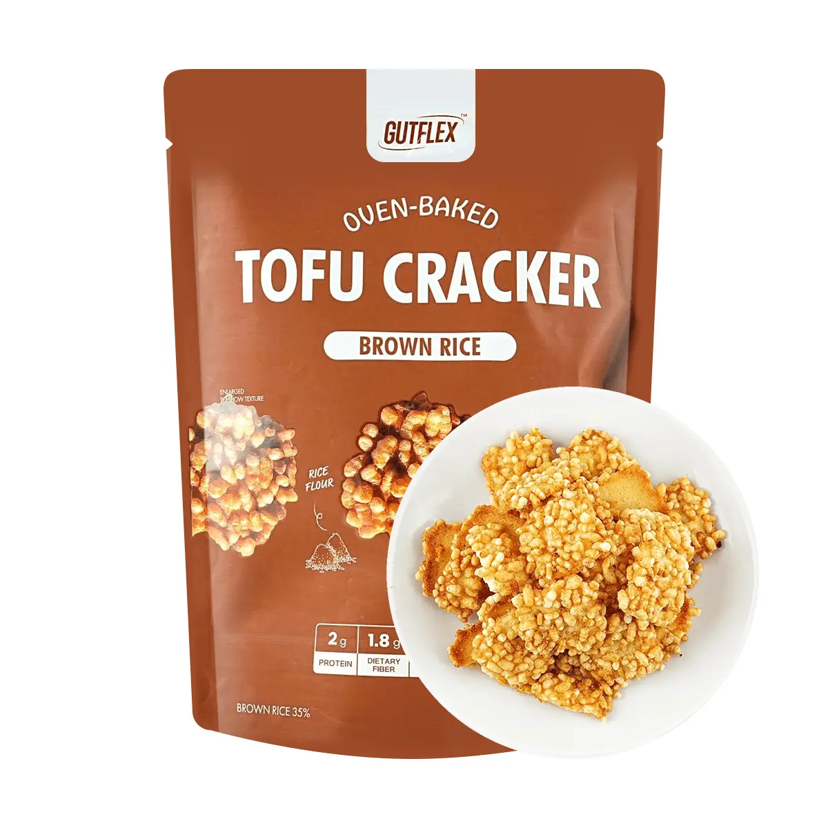 GUTFLEX Korean Crispy Brown Rice Tofu Crackers 70g High Protein Fiber Healthy Low Calorie Snack Olive Young