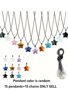 30 pieces of star-shaped natural and synthetic gemstone pendant sets for healing chakras. Fashionable pendants,versatile and suitable for DIY jewelry pendants. Ideal gift forfestivals. Chakra Pendant Necklace