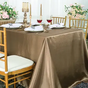 90"x156" Seamless Rectangular Satin Tablecloth - Latte/Taupe (1pc)