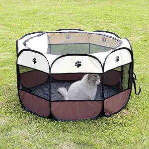 Waterproof Oxford Fabric Foldable Pet Octagon Cage Fence, Cat Dog Litter Room, Pet Tent Dog Cat Bed, Durable Scratch-Resistant