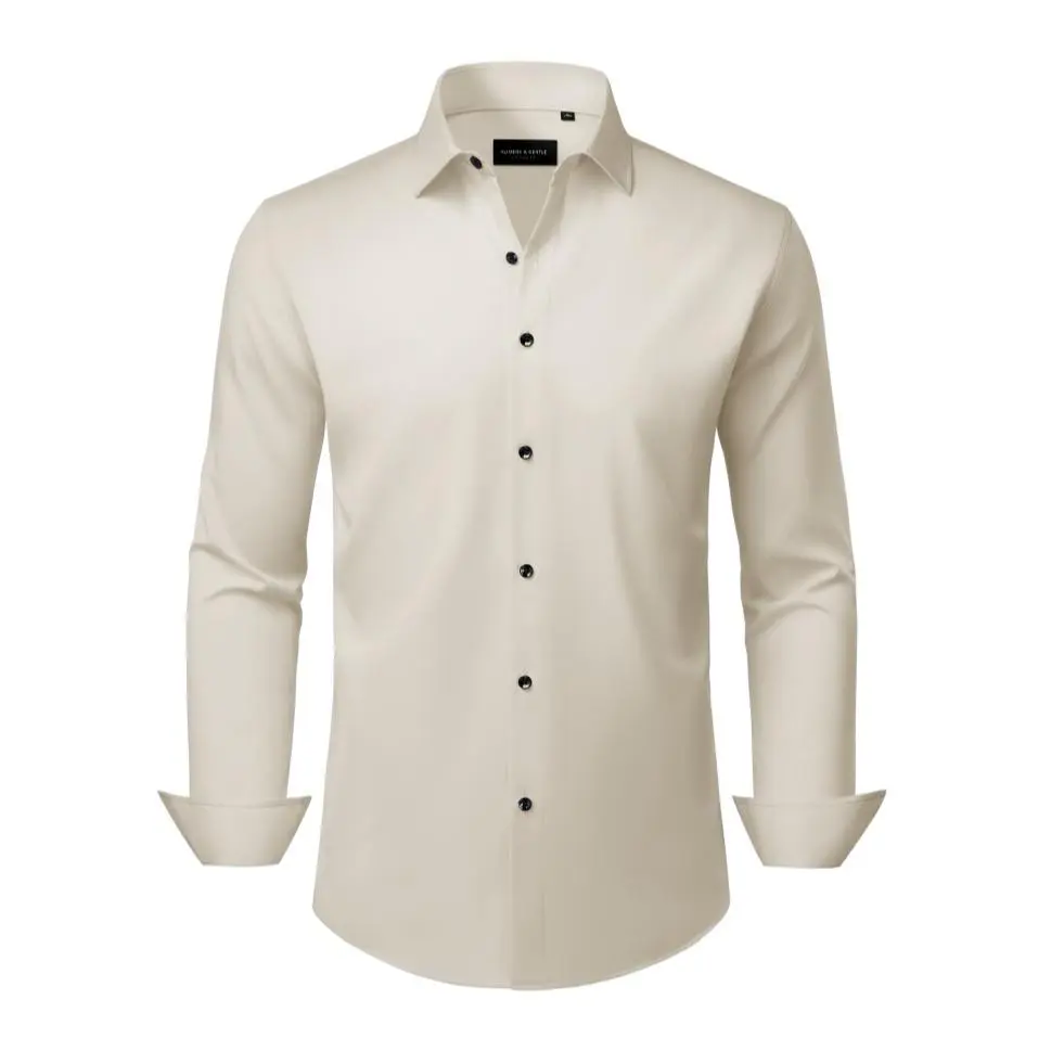 Alimens&Gentle Men's Dress Shirts 4-way Stretch Long Sleeve Collared Solid  Wedding Dating Button Down Shirts Business Casual Breathable Outfits  Menswear FathersDayGift - TikTok Shop