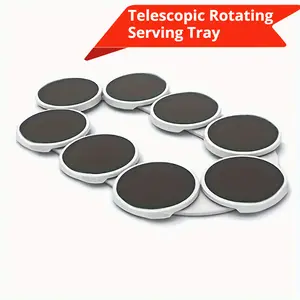 Expandable Telescopic Rotating Tableware Serving Tray - 360-Degree Manual Smooth Rotation, Anti-Spill Reinforced Edge, Heat-Resistant Plastic, Oval and Rectangular Shapes, Multi-Table Compatible Kitchen Serving Tray