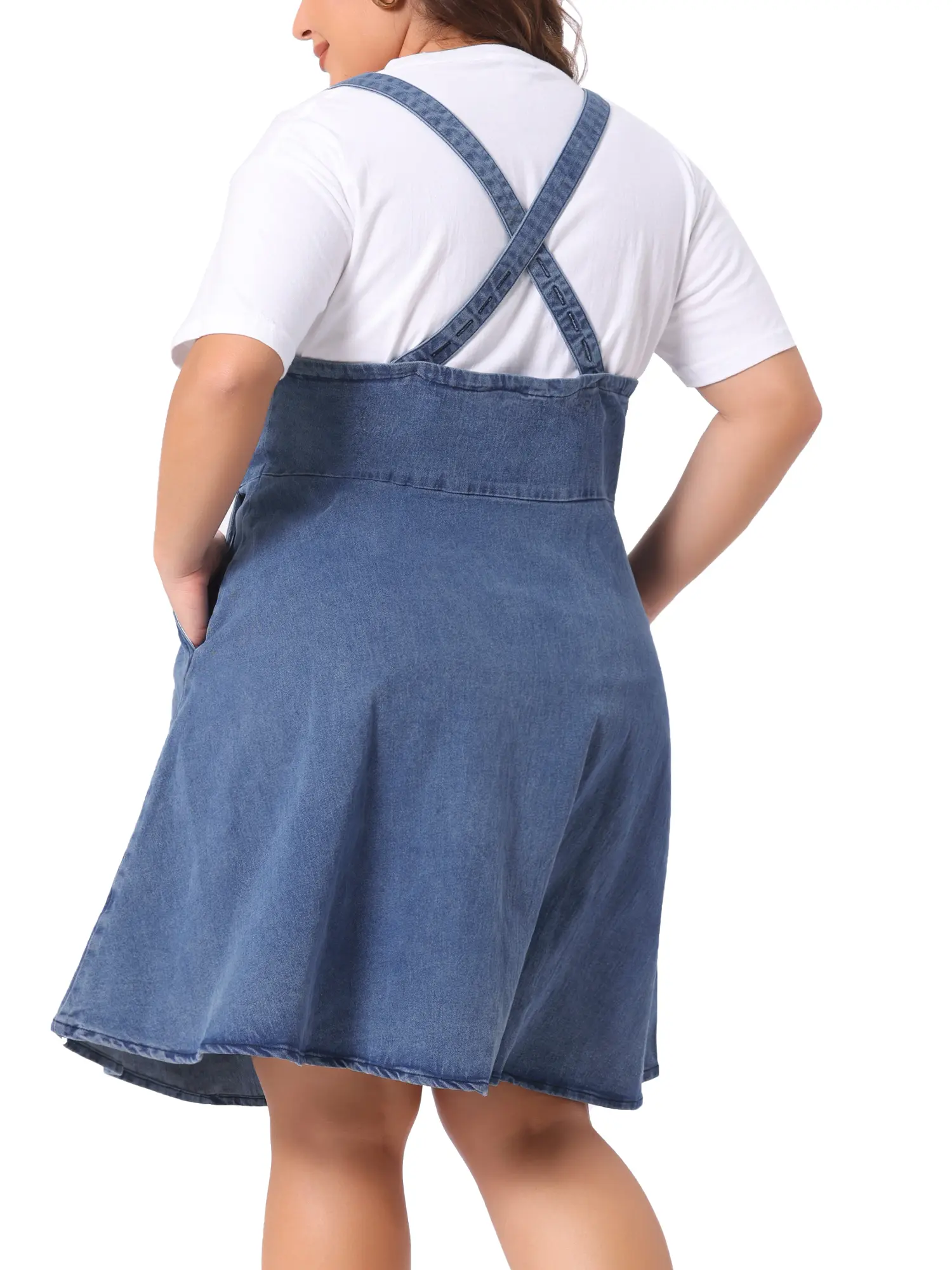 white christmas dresses 90's Denim overall plus size dress – Vida Antigua Collective main image 1