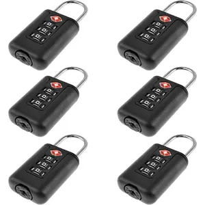 6Pcs TSA Approved Luggage Locks 3 Digit Travel Combination Portable Small Padlocks Stainless Steel TSA Accepted Toolbox Locks for Travel Bag Suitcase Lockers