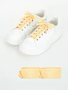 Cute Sweet Metal Head Shoelaces, Bright Plaid Wide Laces for Daily Casual Wear, Stylish and Comfortable Shoe Straps