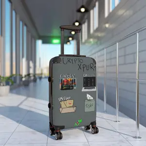 Meme Coin Millionaire Suitcase — Crypto Expert Travel Carry-On with Tech & Snacks Sticker Design