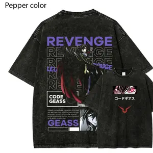Code Geass Lelouch Shirt, Revenge Anime Graphic Tee, Vintage Washed T-Shirt, Japanese Anime Streetwear, Dark Aesthetic Oversized Tee, Gift for Fans, Crew Neck T-shirt, Trending T-shirt