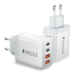European standard Adapter,2 USB-C & 2 USB-A Fast Charging Wall Charger,PortableSmart 4 port Charger for Multiple Devices,Power Adapter for Phones, Tablets & More