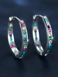 Colorful Rhinestone Decorated Hoop Earrings, Statement Earrings, Elegant All-match Jewelry for Girls Gift, Female Classic Fashion Accessories for Daily Wear, Fashionable Hoop Earrings