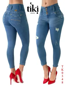 JEANS LEVANTACOLA AZUL MEDIO RASGADO TK348