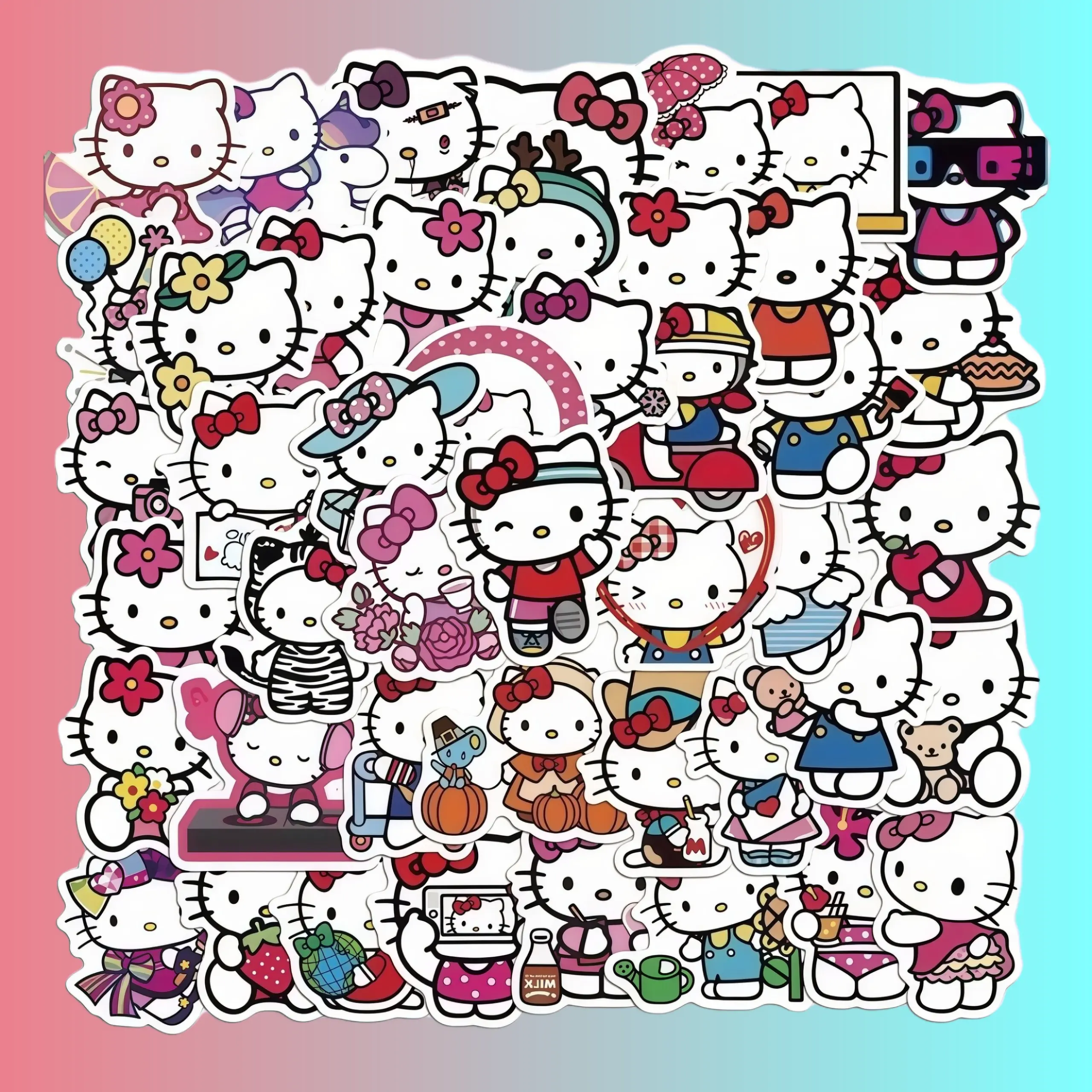 Sanrio Hello Kitty 50 Pack Waterproof Sticker Set Kawaii Decals Girls Decor Gift
