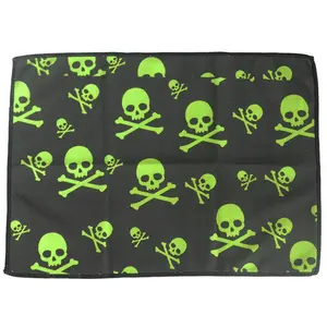 bowlingballcom Microfiber Bowling Towel Bowling Accessory (Lime Green Skulls)