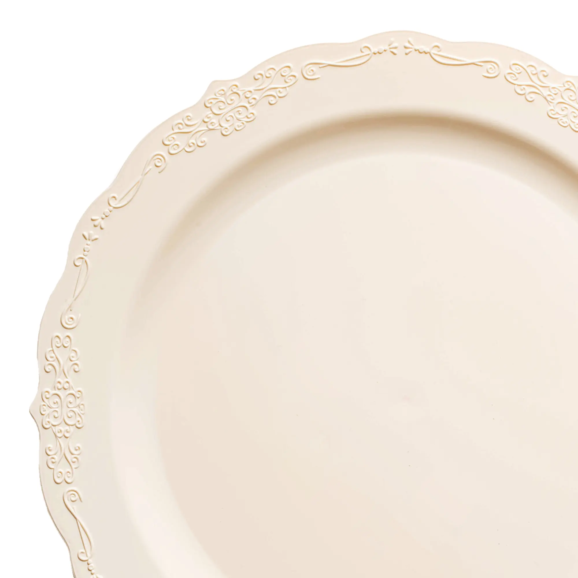 Ivory Vintage Round Disposable Plastic Dinner Plates (10")