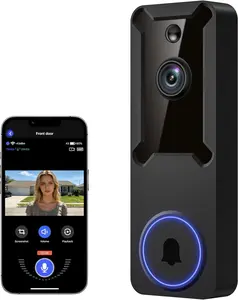 1080P Wireless Wi-Fi Video Doorbell Camera, Dome Home Security, Night Vision, Two-Way Audio, Cloud Storage, Smart AI Motion Detection, Live View, Battery Powered, Indoor Outdoor Surveillance