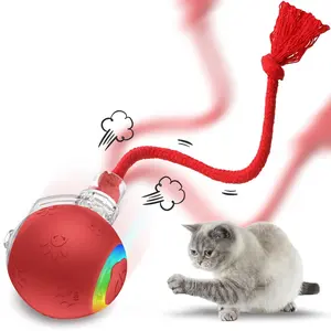 Smart Interactive Cat Ball Toy, Automatic Moving Ball Toy for Indoor Cats, Fast Rolling on Carpet, Chirping & Motion-Activated Cat Toys, Fun Gift for Cats with Light, USB Rechargeable,Red