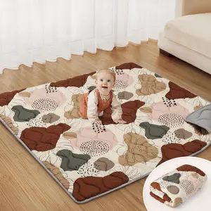 Baby Play Mat for Floor, 50x50 Inch Thick Foam Crawling Mat for Babies & Toddlers, Foldable Machine Washable Playpen Mat, Non-Slip, Boho Design kids  play  matanti-slip