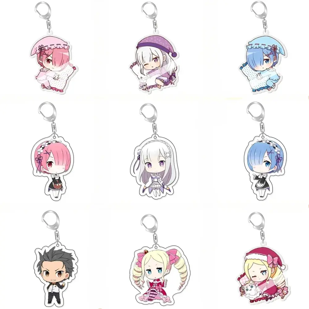 Re:ZERO - Starting Life in Another World Ram Rem Emilia Beatrice Natsuki Subaru Acrylic Keychain, Cosplay Accessory, Fan Gift