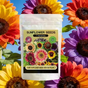 Sunflower Seeds Mixed Variety Pack, 7 Varieties Colors & Giant Mammoth Types,  High Germination Heirloom Seeds, Open Pollinated & Easy to Grow for Outdoor Gardens, Attracts Pollinators